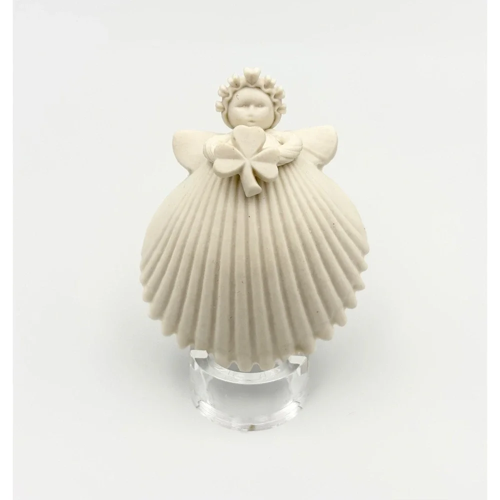 Margaret Furlong Bisque Porcelain Miniature Angel Shamrock Ornament 1998 USA VTG